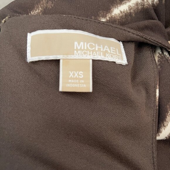 MICHAEL KORS Brown & Beige Animal Print Leather Strap Buckle Dress XXS - Picture 7 of 7